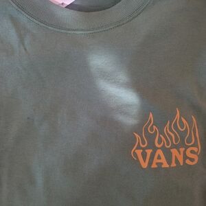 Vans Olive Green Tee with Orange Flame Logo